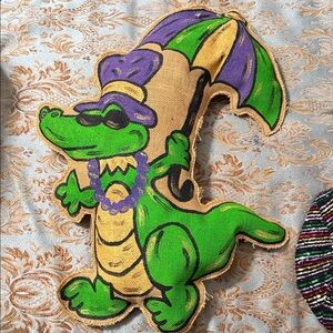 Mardi Gras Alligator door hanger with Umbrella